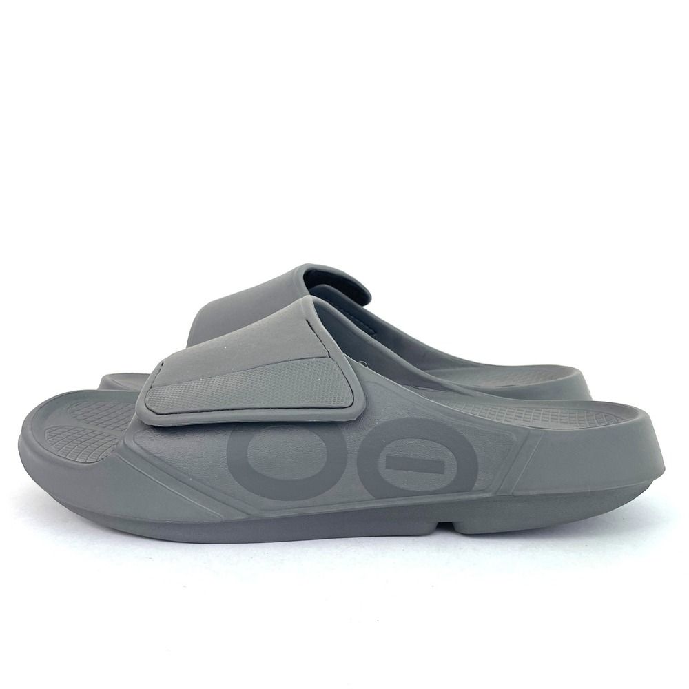 Oofos OOahh Sport Flex Recovery Sandals Gray Adjustable Slide Mens 12 Womens 14